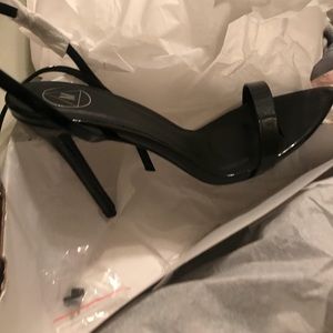 Black patent leather heels